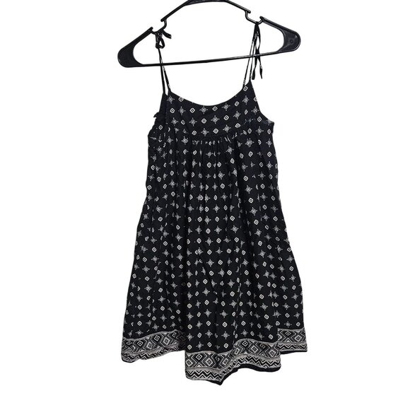 Gap Sleeveless Sundress Size XL Black White Geometric Print Side Zip Tie Straps - Picture 1 of 5